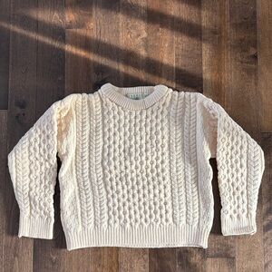 Blarney Woollen Mills Kids 100% Wool Ireland Chunky Cable Knit Sweater Size S